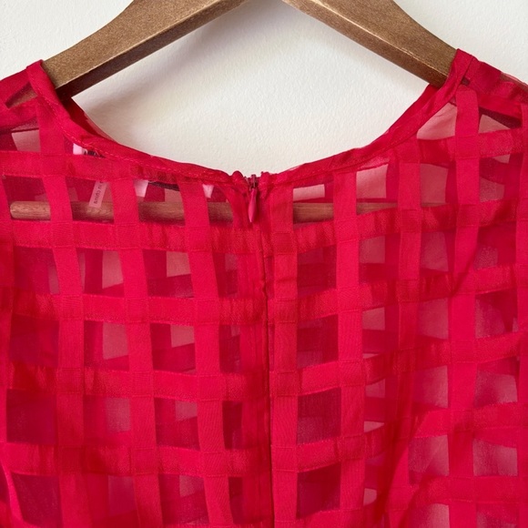 English Factory Puff Sleeve Windowpane Blouse Small Red - Picture 5 of 7